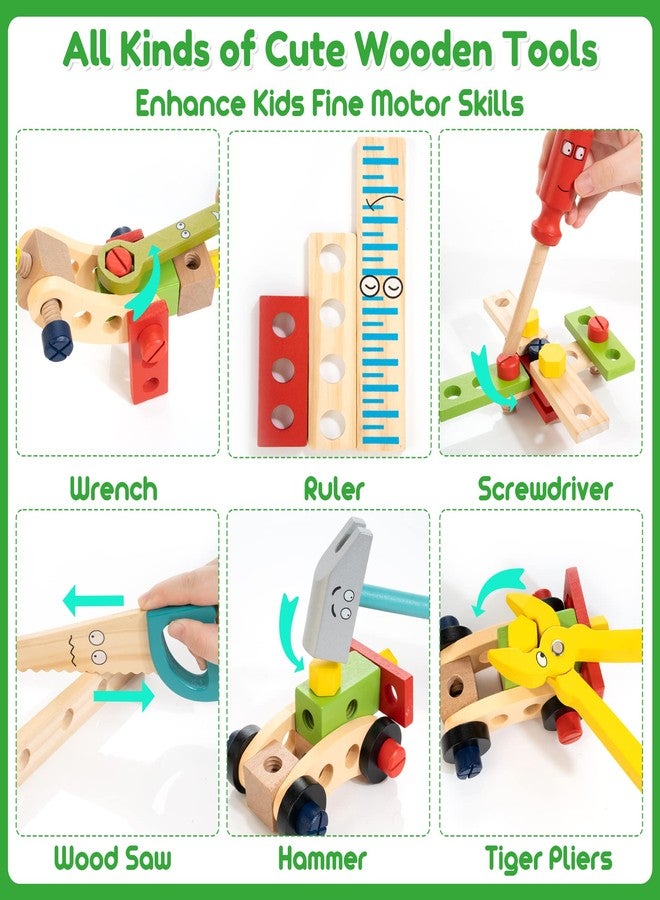 Bravmate Toddler Tool Set with Portable Tool Box & DIY Stickers, Wooden Kids Tool Sets for Boys Girls Age 2-4, STEM Montessori Educational Preschool Toys, Birthday Gifts for 3+ Years Old - Image 2